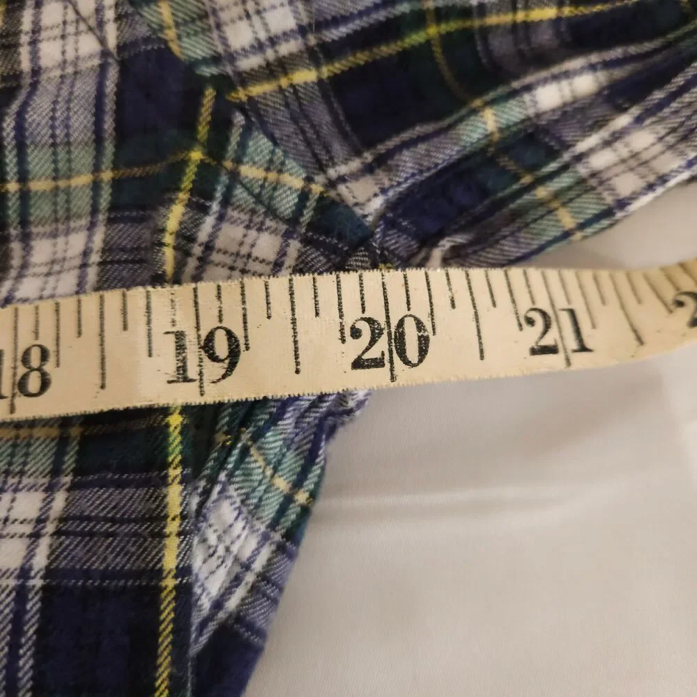 J Crew Blue Green Plaid Brushed Twill Shirt Mens Medium Slim Fit‎